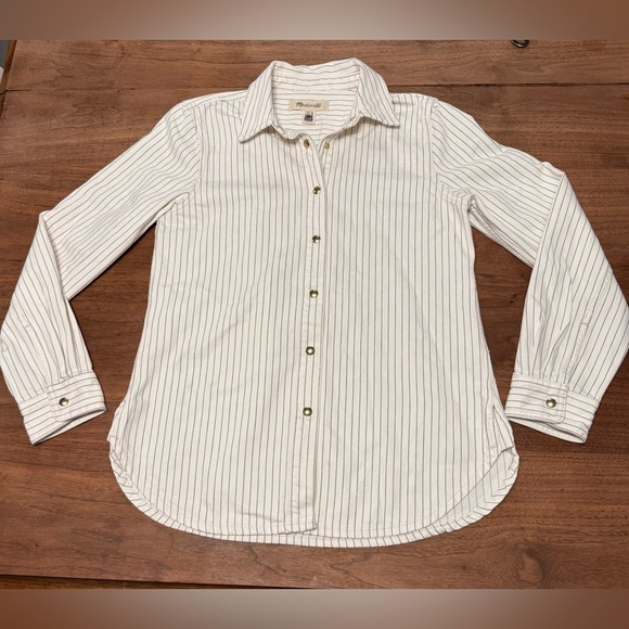 Madewell Denim Classic Button-Up Shirt in Pinstripe NWOT - Picture 7 of 13
